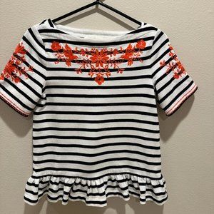 Kate Spade Cotton Knit Top w/Embroidered Detailing